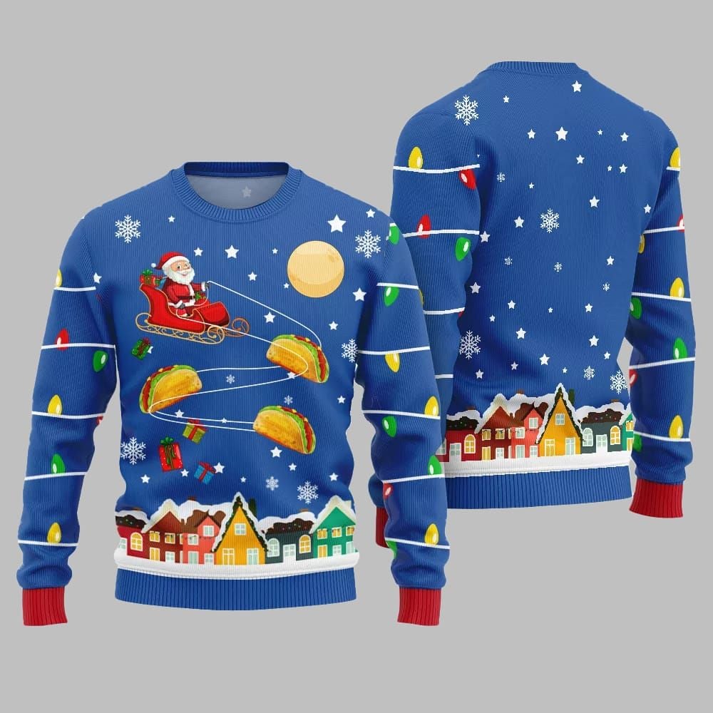 Santa Taco Sleigh Ugly Sweater Christmas 2026 - Moonbestprint