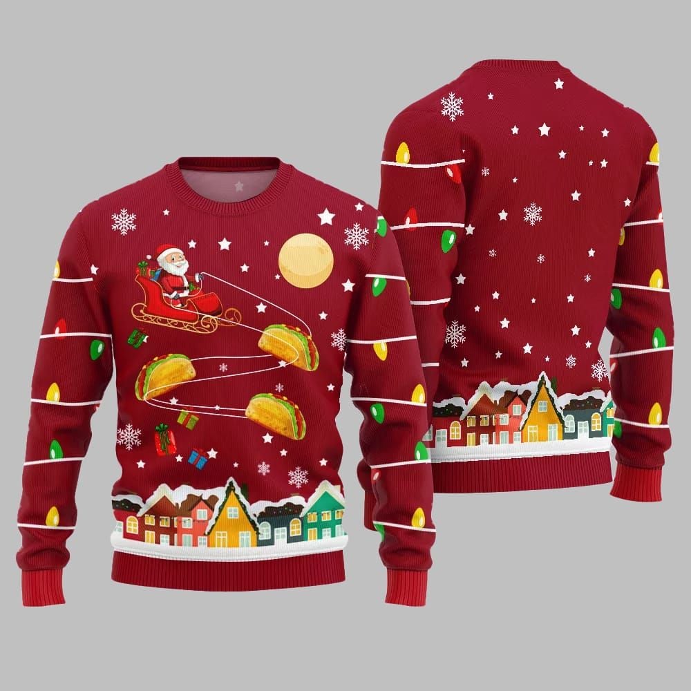 Santa Taco Sleigh Ugly Sweater Christmas 2026 - Moonbestprint