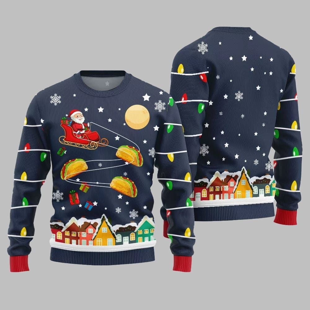 Santa Taco Sleigh Ugly Sweater Christmas 2026 - Moonbestprint