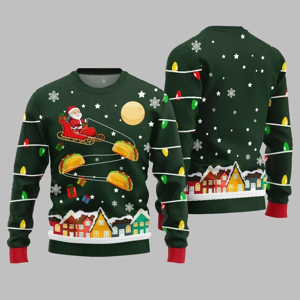 Santa Taco Sleigh Ugly Sweater Christmas 2026 - Moonbestprint