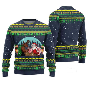 Santa Vs Reindeer Arm Wrestling Ugly Christmas Sweater - Moonbestprint