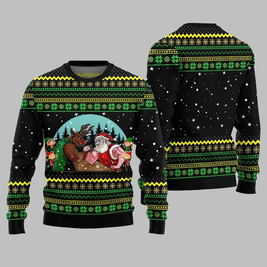 Santa Vs Reindeer Arm Wrestling Ugly Sweater Christmas 2026 - Moonbestprint