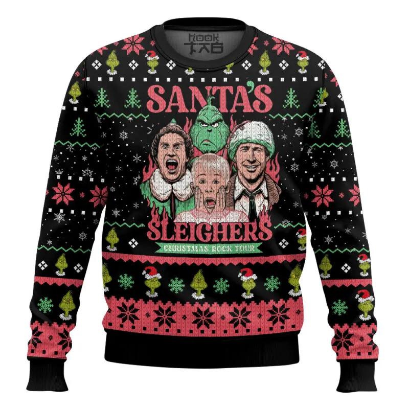 Santa’s Sleighers Grinch Ugly Christmas Sweater, Grinch Holiday Sweater Moonbestprint