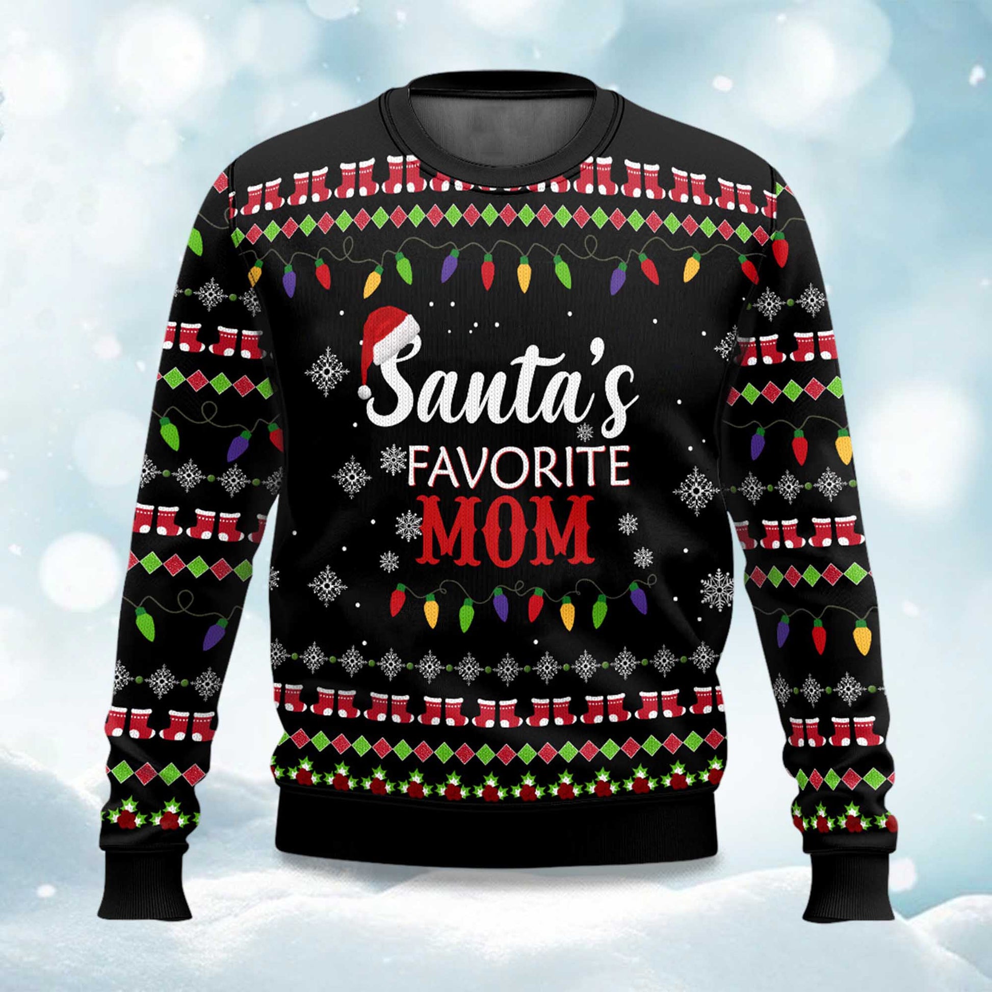 2026 Santa’s Favorite Mom Ugly Christmas Sweater Moonbestprint