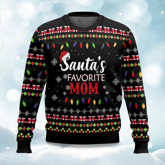2026 Santa’s Favorite Mom Ugly Christmas Sweater Moonbestprint