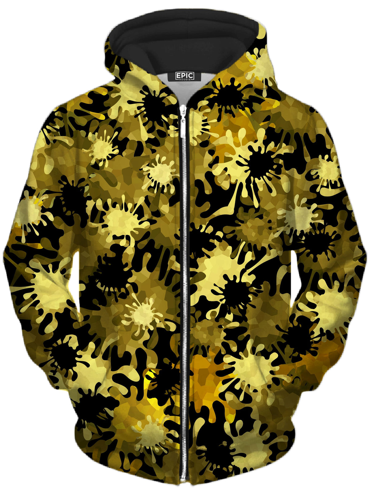 Gold Splatter Unisex Zip-Up Hoodie -Moonbestprint