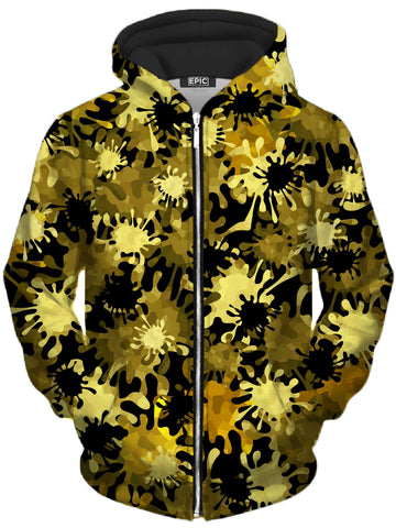 Gold Splatter Unisex Zip-Up Hoodie -Moonbestprint