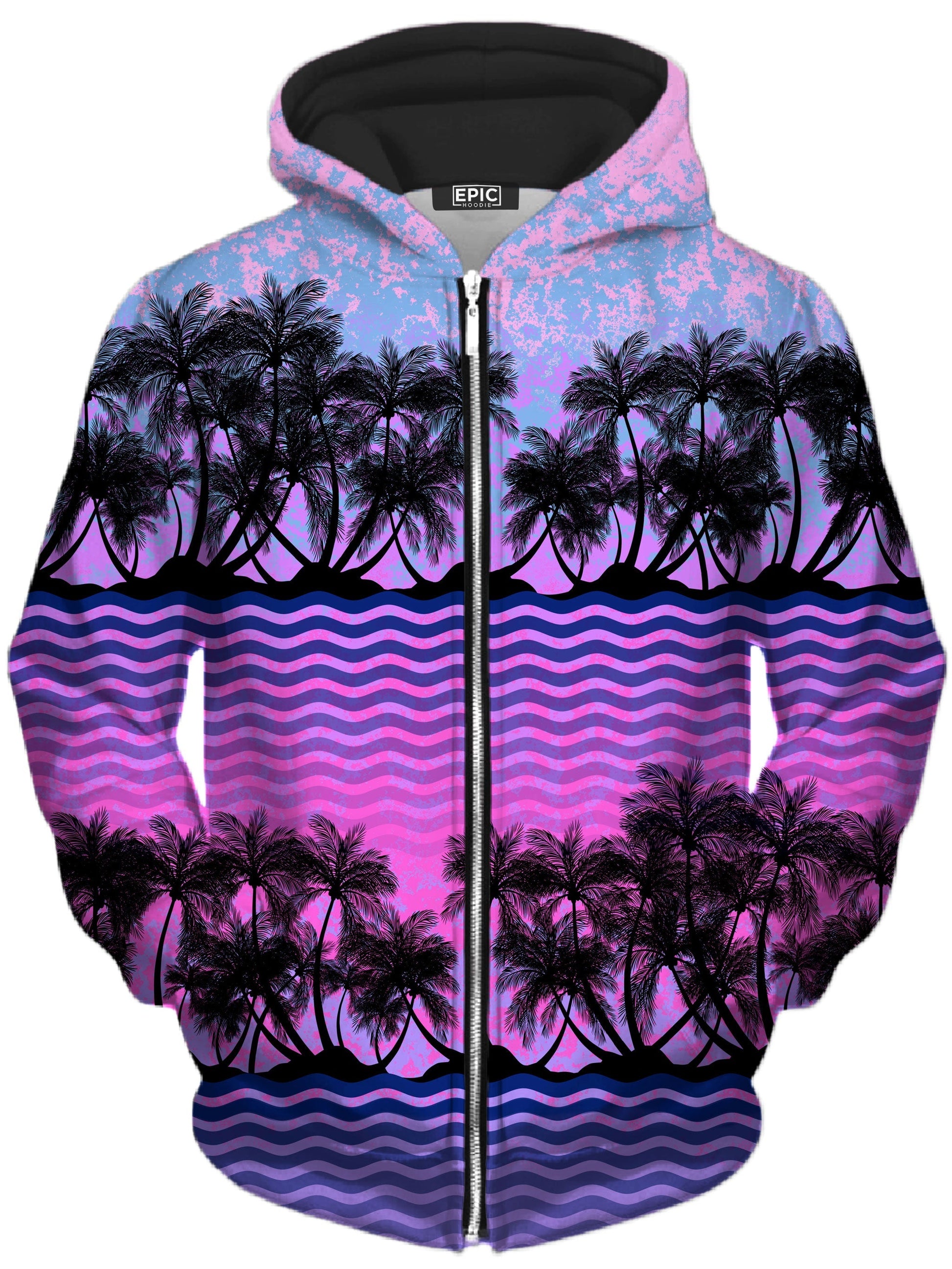 Paradise Palm Trees Unisex Zip-Up Hoodie -Moonbestprint