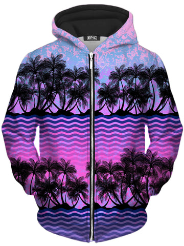 Paradise Palm Trees Unisex Zip-Up Hoodie -Moonbestprint