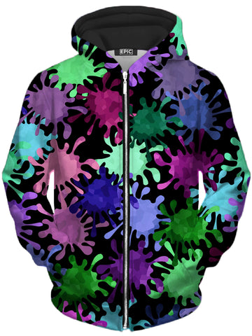 Tripadelic Splatter Unisex Zip-Up Hoodie -Moonbestprint