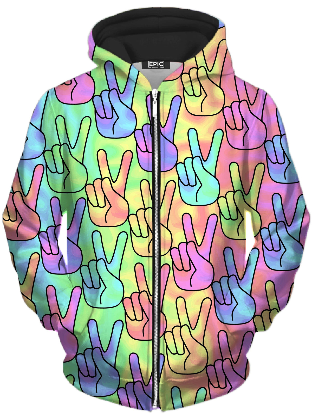 Trippy Peace Signs Unisex Zip-Up Hoodie -Moonbestprint