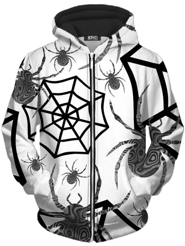 Black & White Halloween Unisex Zip-Up Hoodie -Moonbestprint