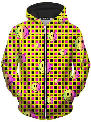 Happy Plaid Unisex Zip-Up Hoodie -Moonbestprint