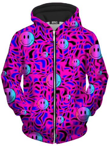 Trippy Smiles Unisex Zip-Up Hoodie -Moonbestprint