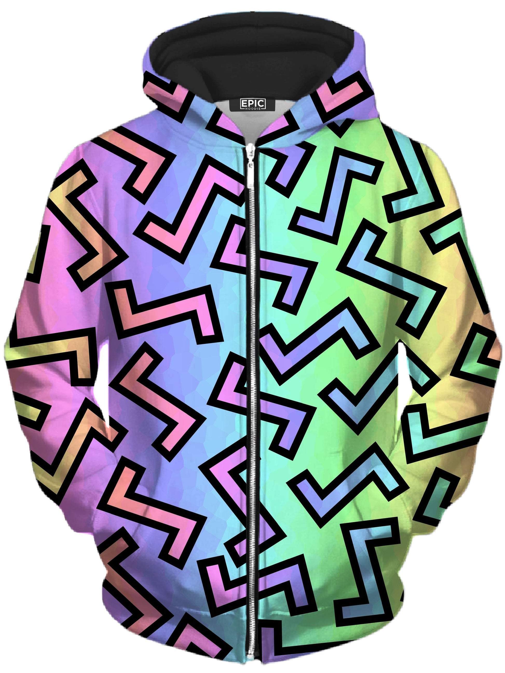 80s Rainbow Unisex Zip-Up Hoodie -Moonbestprint