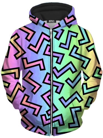 80s Rainbow Unisex Zip-Up Hoodie -Moonbestprint