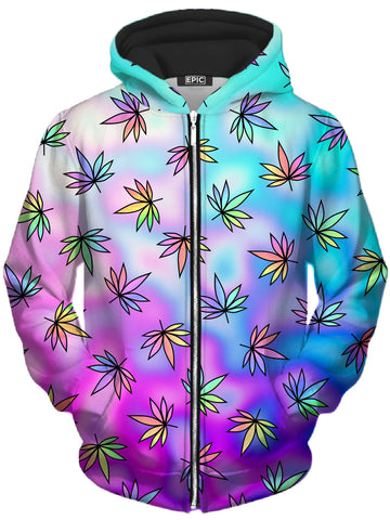 Cascading Marijuana Unisex Zip-Up Hoodie -Moonbestprint