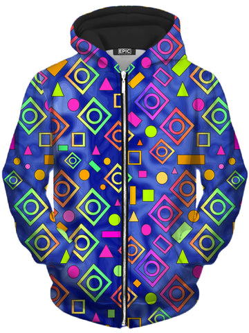 Geometric On Blue Unisex Zip-Up Hoodie -Moonbestprint