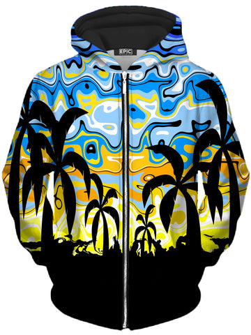 Tropical Night Unisex Zip-Up Hoodie -Moonbestprint
