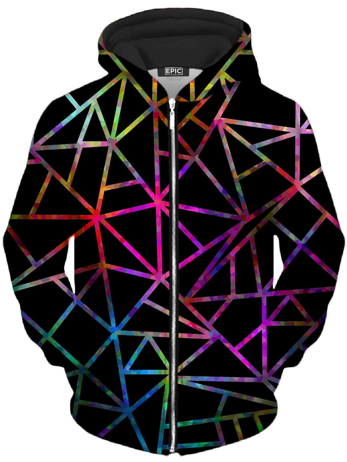 Webbed Geometric Unisex Zip-Up Hoodie -Moonbestprint