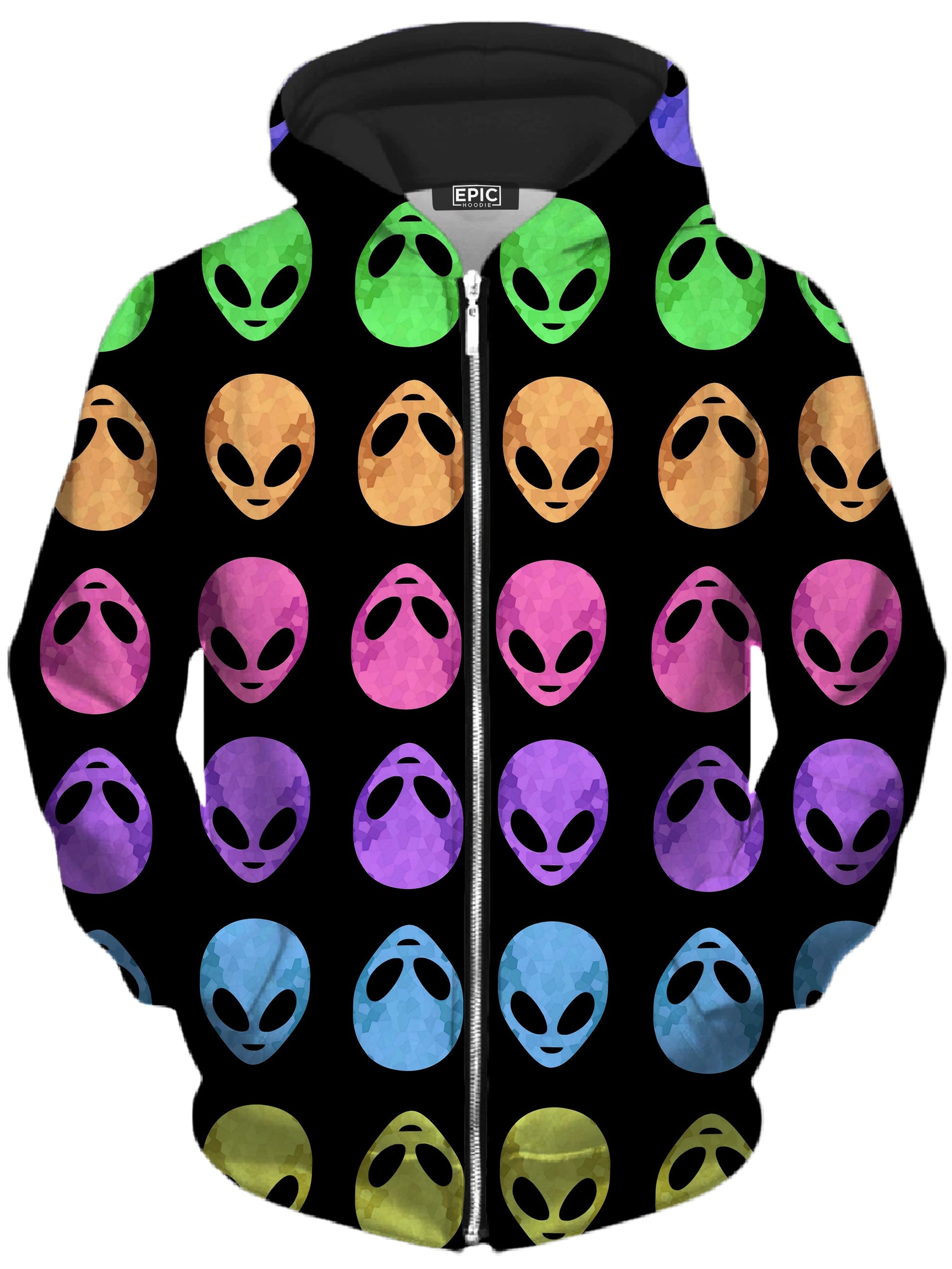 Alien Pattern Unisex Zip-Up Hoodie -Moonbestprint