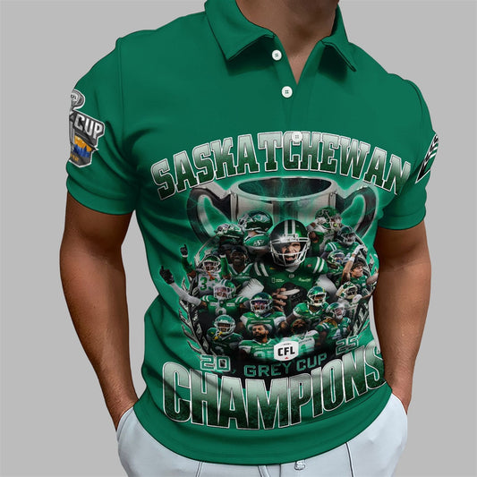 Saskatchewan 2025 Grey Cup Champions Polo Shirt - Moonbestprint
