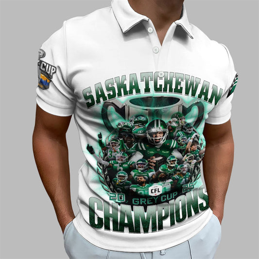 Saskatchewan 2025 Grey Cup Champions Polo Shirt - Moonbestprint