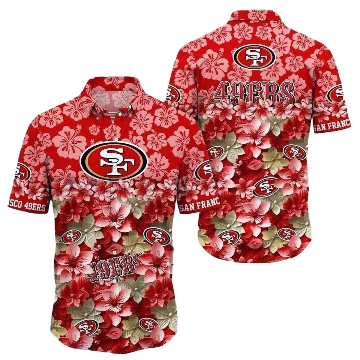 Scarlet Tropics San Francisco 49ers Fanfare 2025 Hawaiian Shirt - Moonbestprint