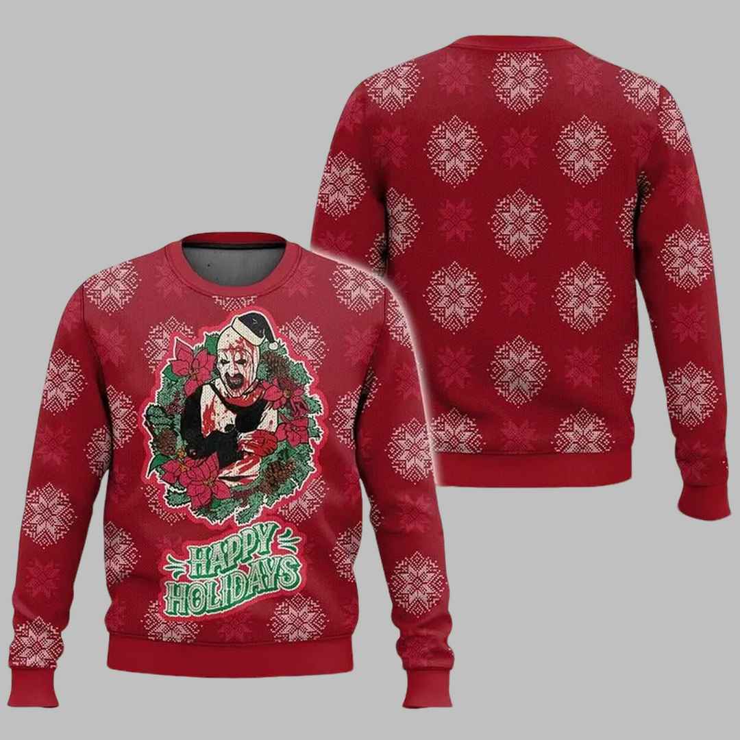 Scary Clown Christmas Terrifier Santa Ugly Christmas Sweater – Moonbestprint