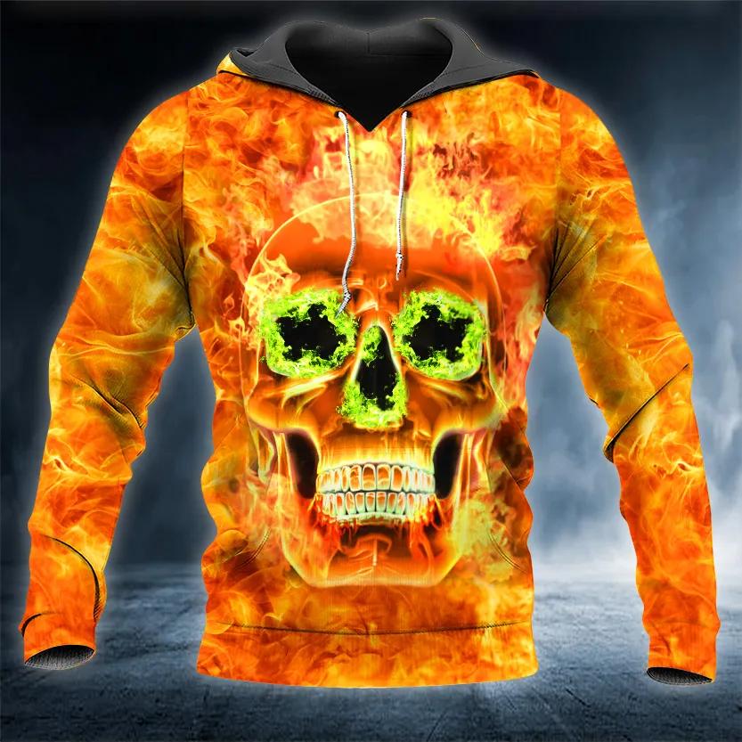 Scary Fire Skull 3D Hoodie Men Moonbestprint