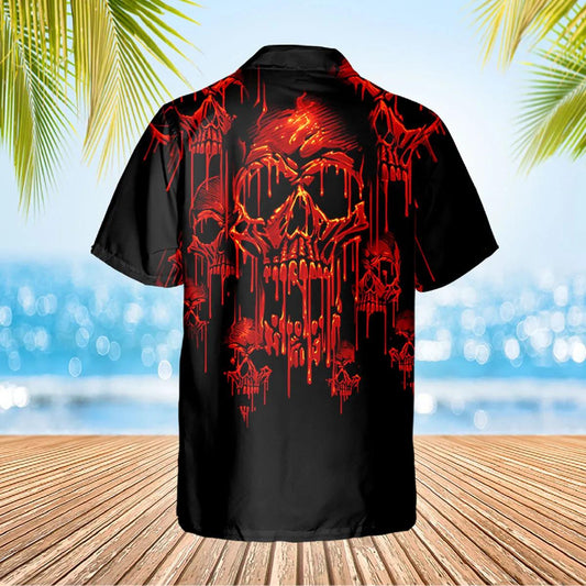 Scary Melting Skull Head Hawaiian Shirt, Hawaiian Button Up Shirt, Tropical Shirts For Men Moonbestprint