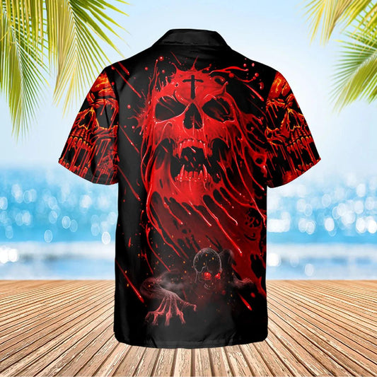 Scary Skull Screaming Personalized Hawaiian Shirt, Hawaiian Button Up Shirt, Tropical Shirts For Men Moonbestprint