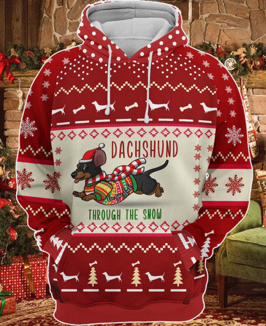 Dachshund Through The Snow Christmas 3D Sweater - Moonbestprint