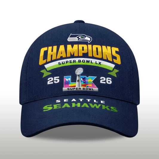 Seahawks 2026 Champions Super Bowl LX Baseball Cap -Moonbestprint