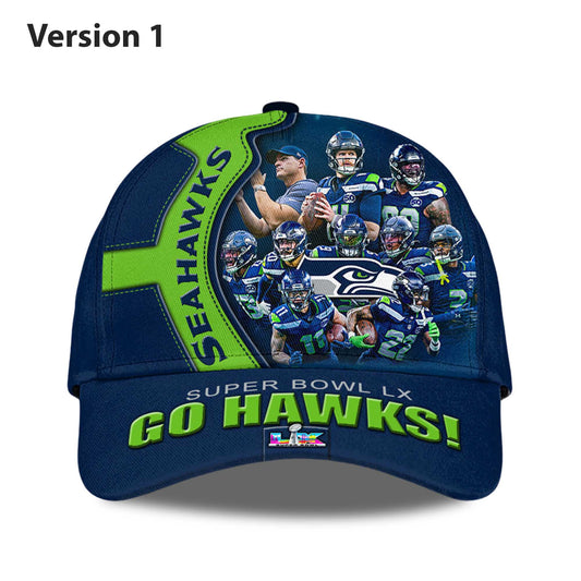 Seahawks Super Bowl LX Go Hawks Hat -Moonbestprint