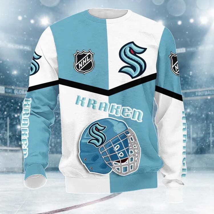 Seattle Kraken Big Logo Ugly Christmas Sweater, NHL Christmas Sweater Moonbestprint