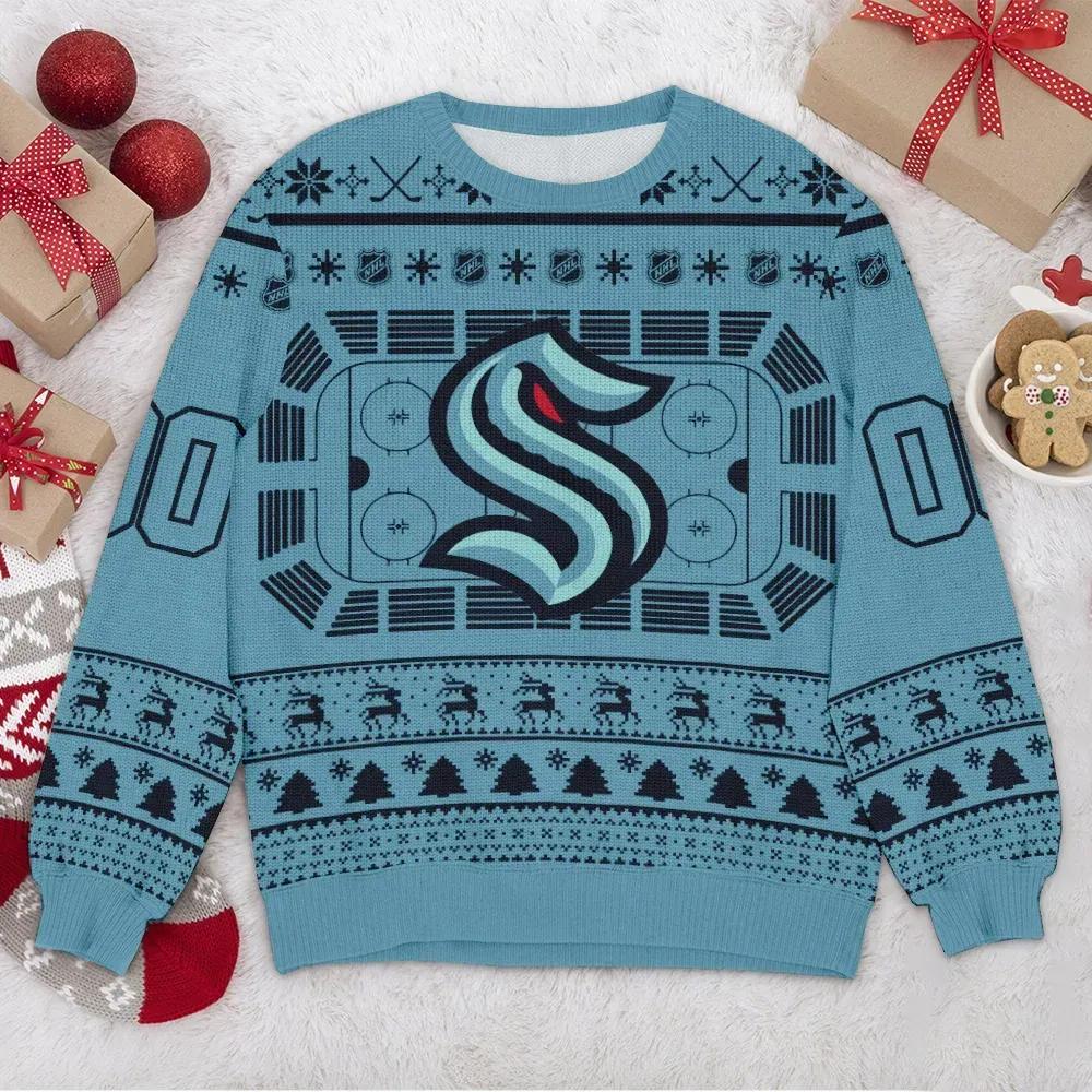 Seattle Kraken NHL Custom Ugly Christmas Sweater, NHL Christmas Sweater Moonbestprint