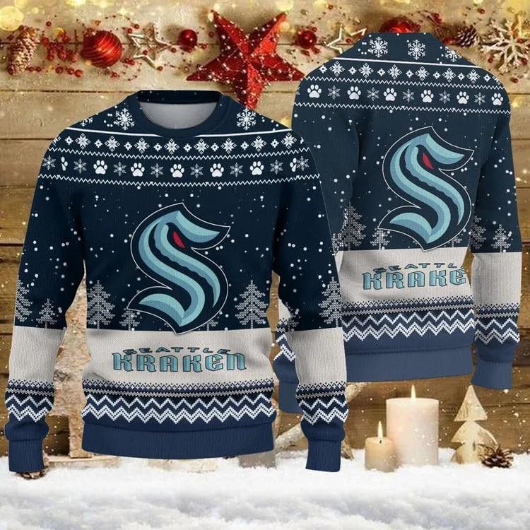 Seattle Kraken NHL Ugly Christmas Sweater, NHL Christmas Sweater Moonbestprint