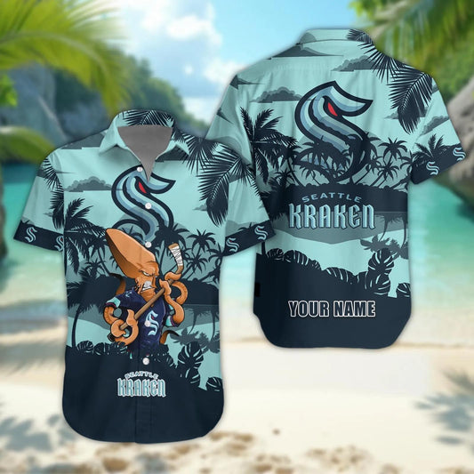 Seattle Kraken Personalized Hawaiian Shirt – Custom Name, NHL Hawaiian Shirt Moonbestprint