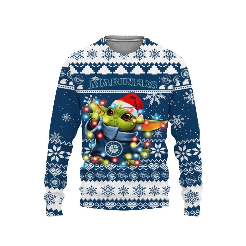 Seattle Mariners Baby Yoda Star Wars Ugly Christmas Sweater, MLB Christmas Sweater Moonbestprint