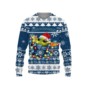 Seattle Mariners Baby Yoda Star Wars Ugly Christmas Sweater, MLB Christmas Sweater Moonbestprint