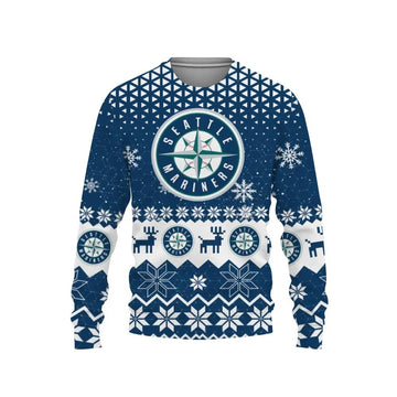 Seattle Mariners Big Logo Ugly Christmas Sweater, MLB Christmas Sweater Moonbestprint