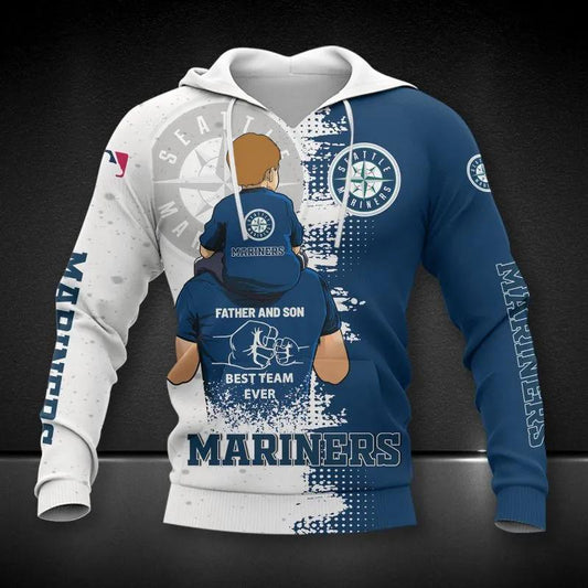Seattle Mariners Dad And Son All Over Print Hoodie 1, MLB Hoodie Moonbestprint