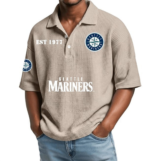 EST 1977 Seattle Mariners Waffle Polo Shirt - Moonbestprint