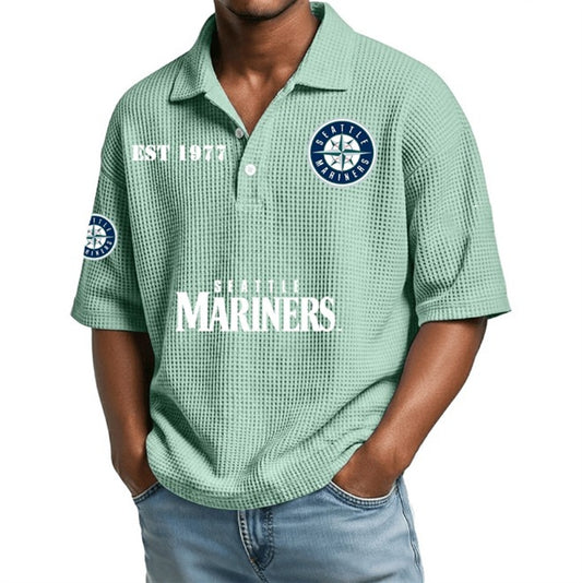EST 1977 Seattle Mariners Waffle Polo Shirt - Moonbestprint