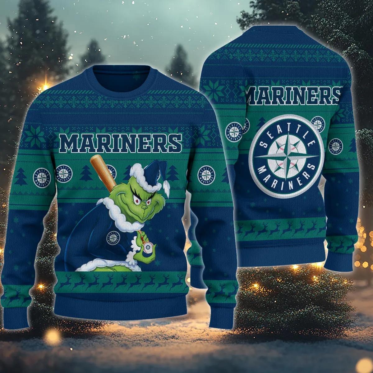 Seattle Mariners Grinch Stolen Ugly Christmas Sweater, MLB Christmas Sweater Moonbestprint