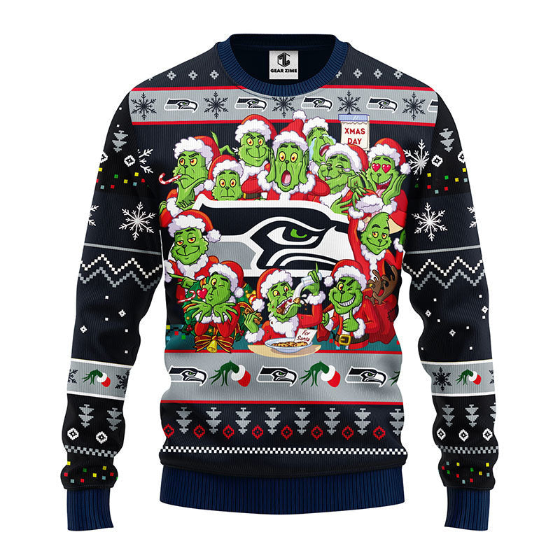Seattle Seahawks 12 Grinch Xmas Day Ugly Christmas Sweater Moonbestprint