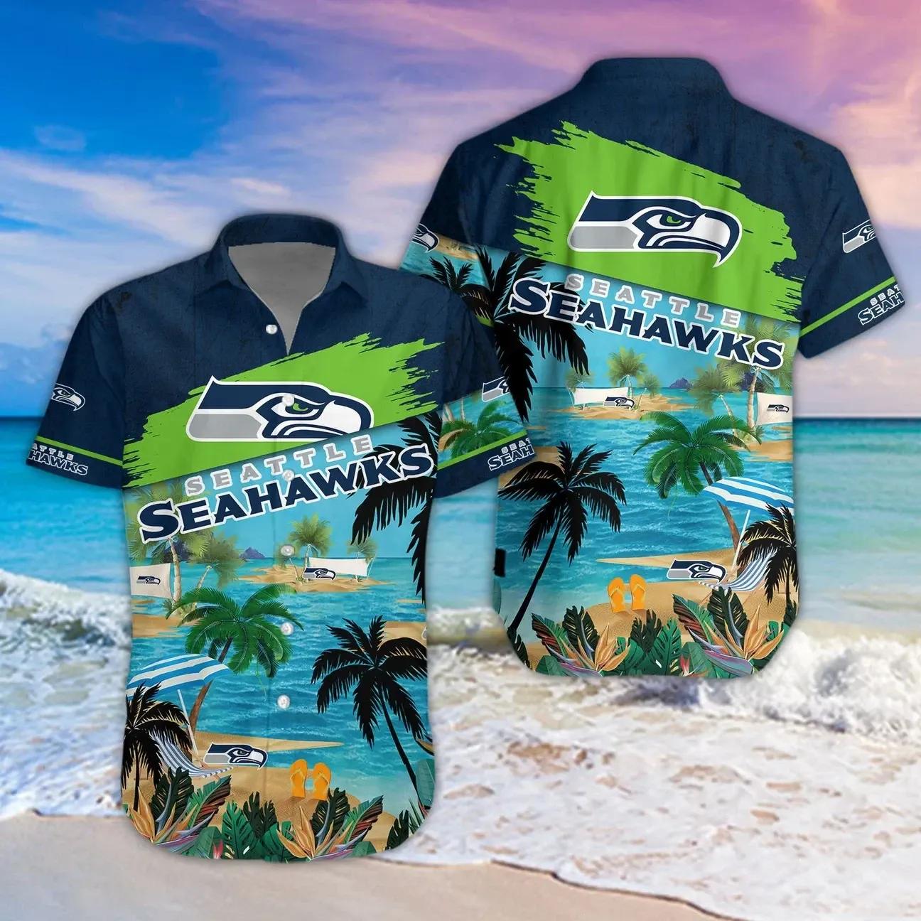 Seattle Seahawks Aloha Shirt, NFL Hawaiian Shirt Moonbestprint