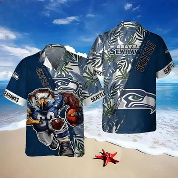 Seattle Seahawks Floral Summer Hawaiian Shirt Aloha Shirt for Summer, NFL Hawaiian Shirt Moonbestprint
