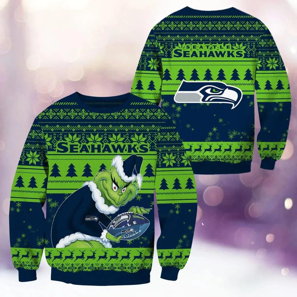 Seattle Seahawks Grinch Stolen Ugly Christmas Sweater, NFL Christmas Sweater Moonbestprint